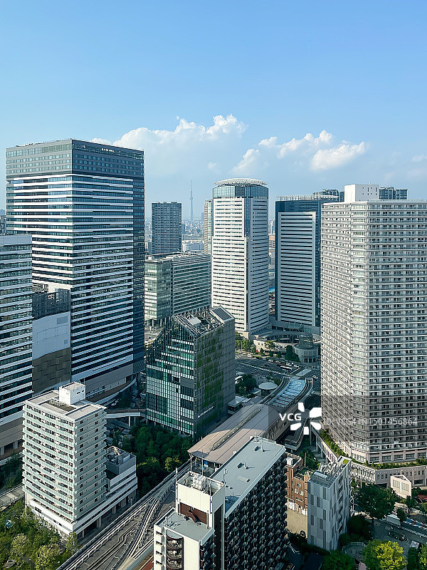 白天东京城市丰洲地区的航拍景色图片素材