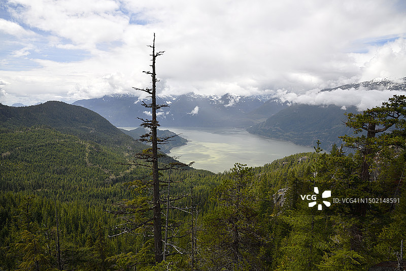 从斯阔米什海天缆车顶峰眺望豪湾图片素材