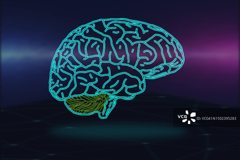 发光的蓝色边缘大脑数字图像图片素材