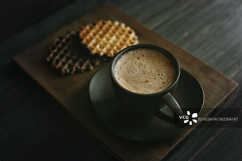 俯视角度拍摄的咖啡饮品（俄罗斯）图片素材