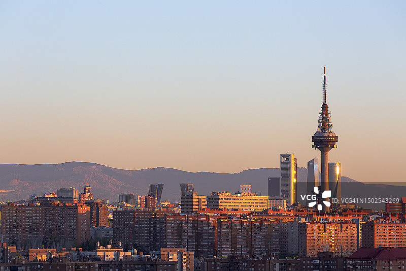 西班牙马德里城市日落建筑景观图片素材