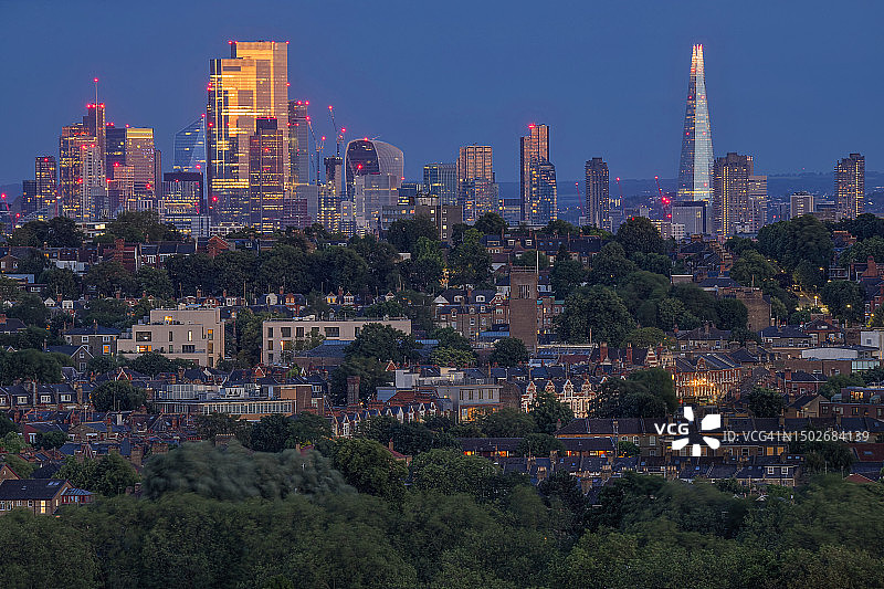 从亚历山德拉宫俯瞰伦敦天际线，英国伦敦图片素材