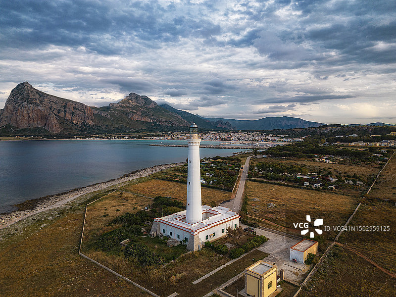 意大利西西里特拉帕尼圣维托角的灯塔图片素材