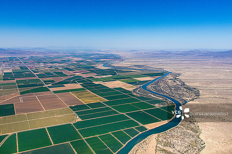 科罗拉多河，布莱斯，加利福尼亚州，帕洛弗迪山谷农业图片素材