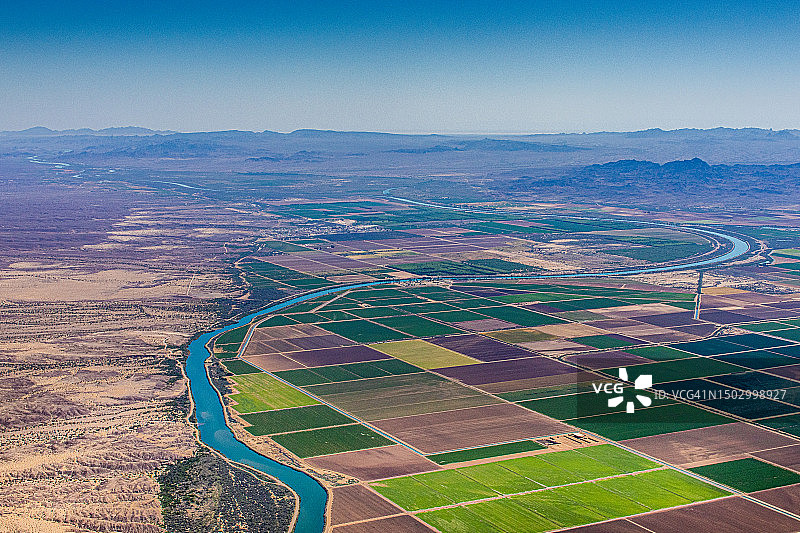 科罗拉多河，布莱斯，加利福尼亚州，帕洛弗迪山谷农业图片素材