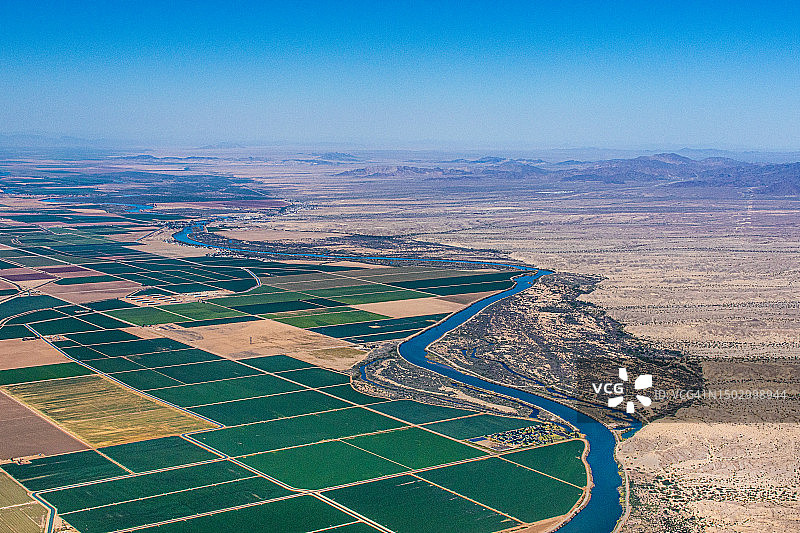 科罗拉多河，布莱斯，加利福尼亚州，帕洛弗迪山谷农业图片素材