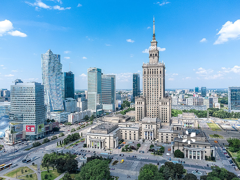 华沙市中心鸟瞰图图片素材