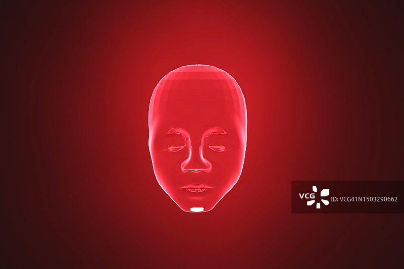 红色调AI机器人3D渲染图图片素材