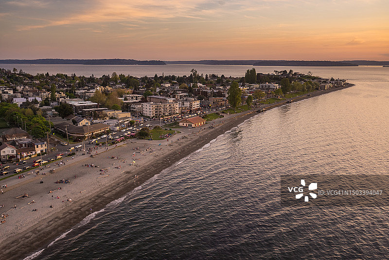 航拍阿尔基海滩灯塔风光图片素材