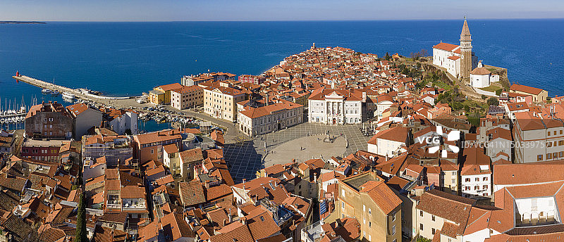 皮兰小镇航拍图片素材