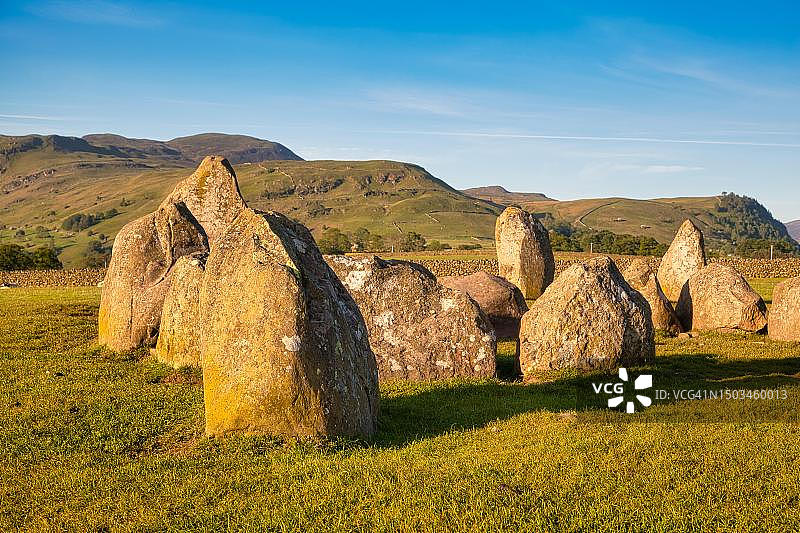 凯斯威克附近的卡斯特里格石圈,新石器时代,位于英国湖区国家公园,联合国教科文组织世界遗产图片素材