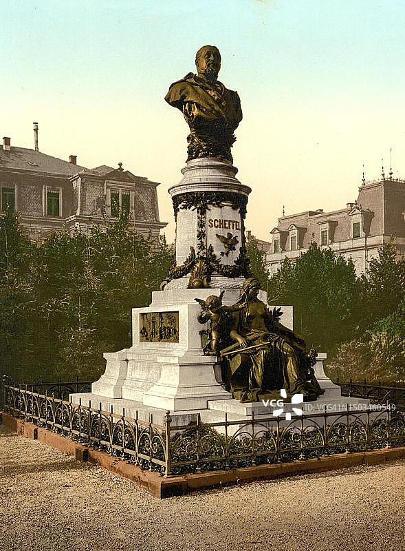 德国卡尔斯鲁厄的约瑟夫·维克多·冯·谢费尔纪念碑图片素材