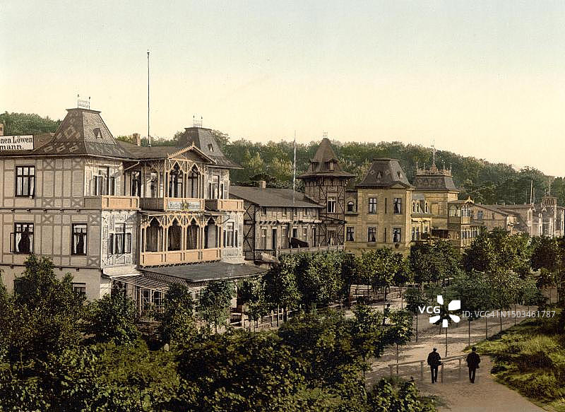 宾兹的威廉大街，吕根岛，波罗的海，梅克伦堡-西波美拉尼亚州，德国，1890年代照片的数字修复再版图片素材