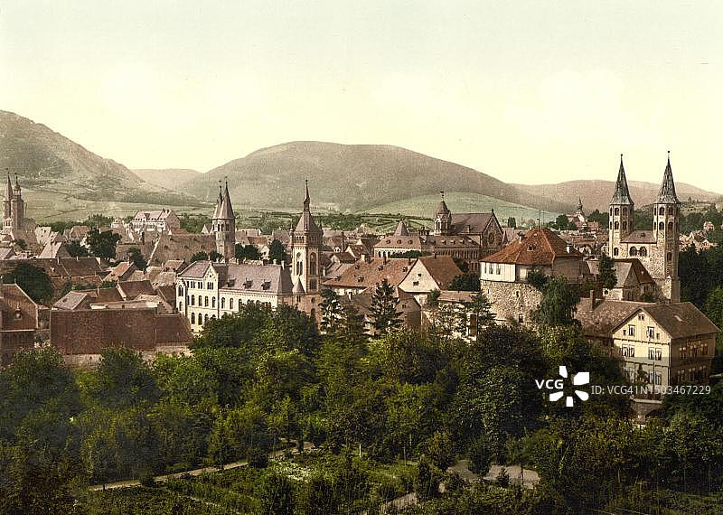 戈斯拉尔和哈茨山脉的格奥尔根贝格，德国下萨克森州（19世纪照片的数字修复再版）图片素材