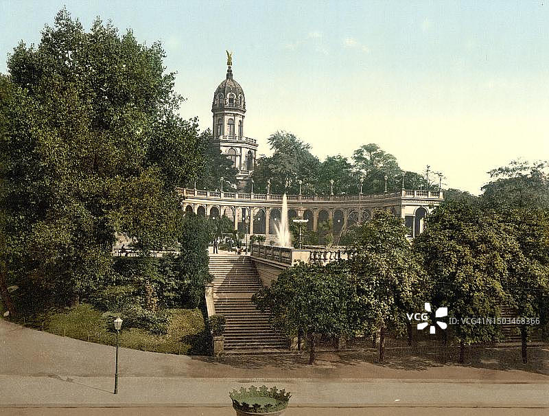 西里西亚布雷斯劳的利比希高地,今波兰弗罗茨瓦夫,德国,19世纪90年代照片复制品的历史数字修复图片素材