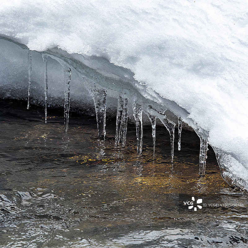大伍德河沿岸融化的冰雪图片素材
