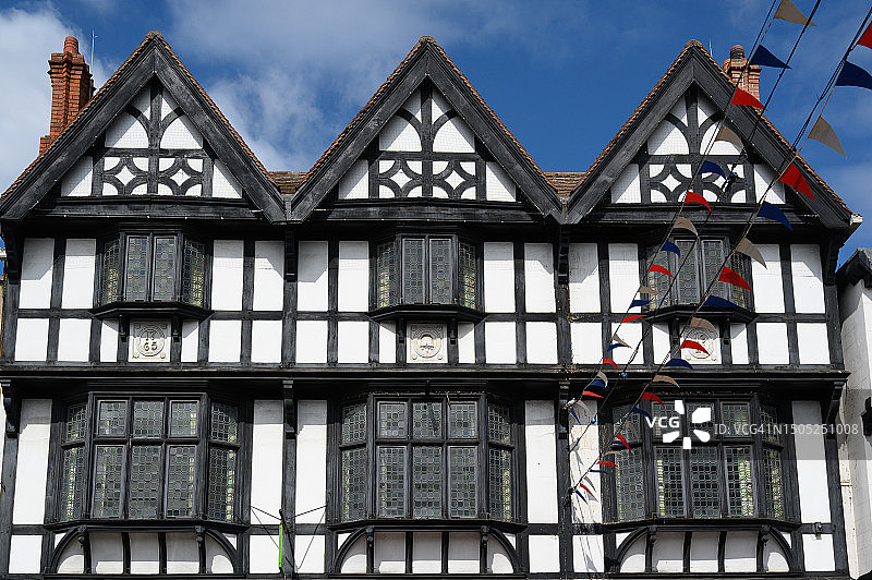 英国蒂克斯伯里的半木结构房屋图片素材