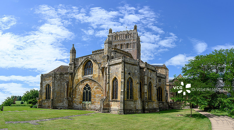 英国蒂克斯伯里修道院全景图像图片素材