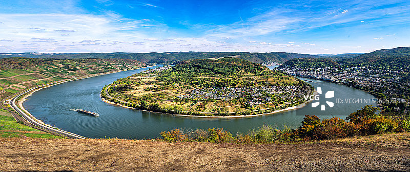 德国博帕德四湖观景台的河流景观高角度视图图片素材