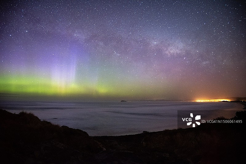 新西兰达尼丁黑头夜间海景图片素材