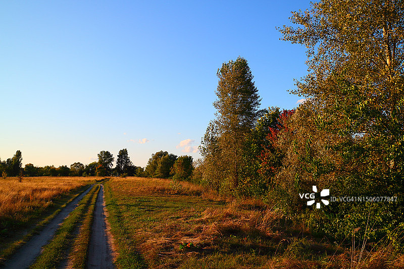 乌克兰基辅州秋季晴空下的田野风光图片素材