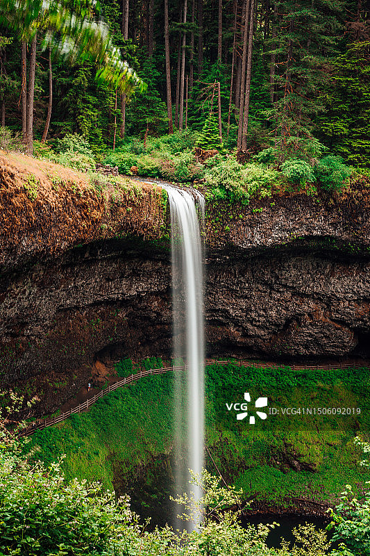 美国银瀑州立公园森林瀑布风景图片素材
