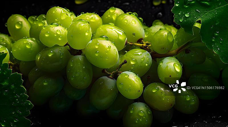 费拉拉省的湿绿叶特写，意大利图片素材