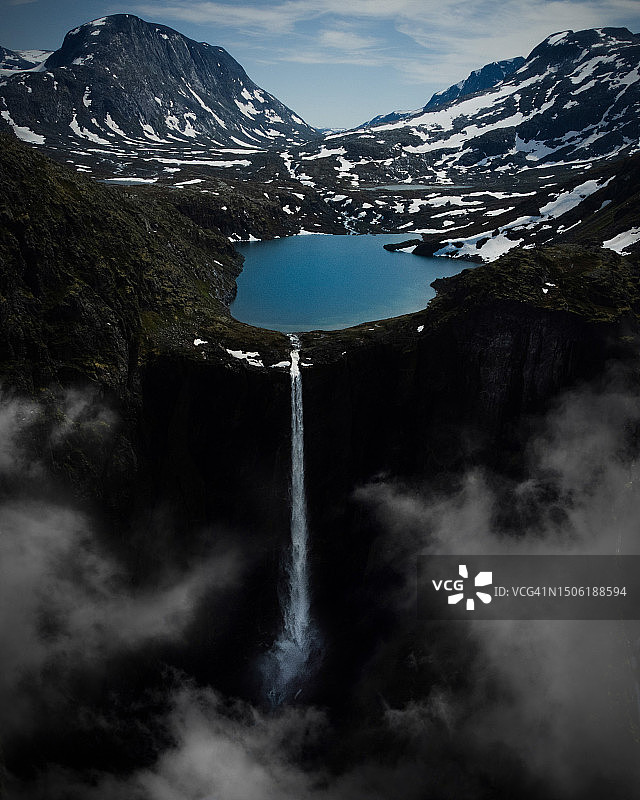 挪威埃克斯达尔的瀑布美景图片素材