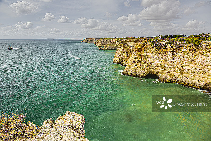 葡萄牙法鲁区的壮丽海景图片素材
