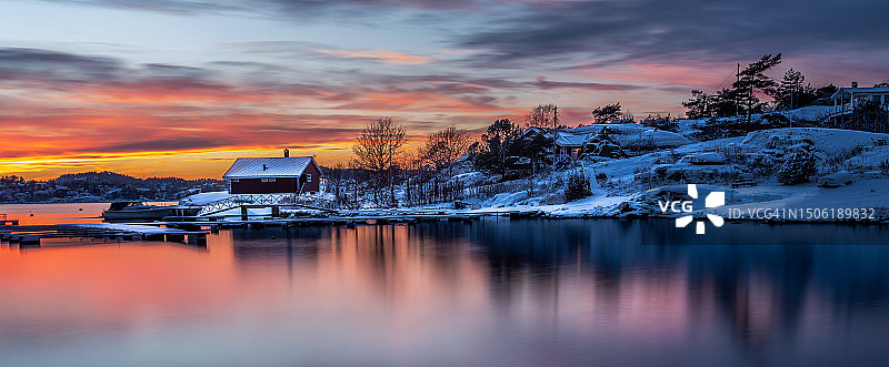 冬季挪威湖泊风光图片素材