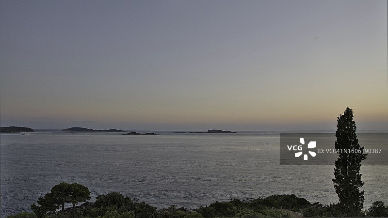 克罗地亚索林日落时分的海景图片素材