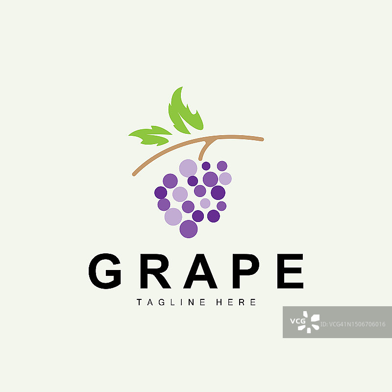 葡萄Logo，花园矢量，新鲜紫色水果，葡萄酒品牌设计，简约插画模板图片素材