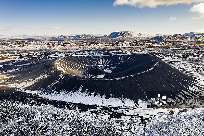 冰岛米湖：Hverfjall火山航拍景观图片素材