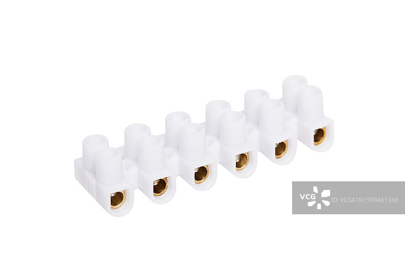 白色背景上隔离的双排螺丝端子图片素材