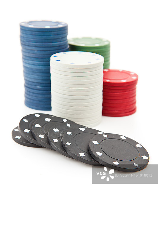 堆积如山的扑克筹码图片素材