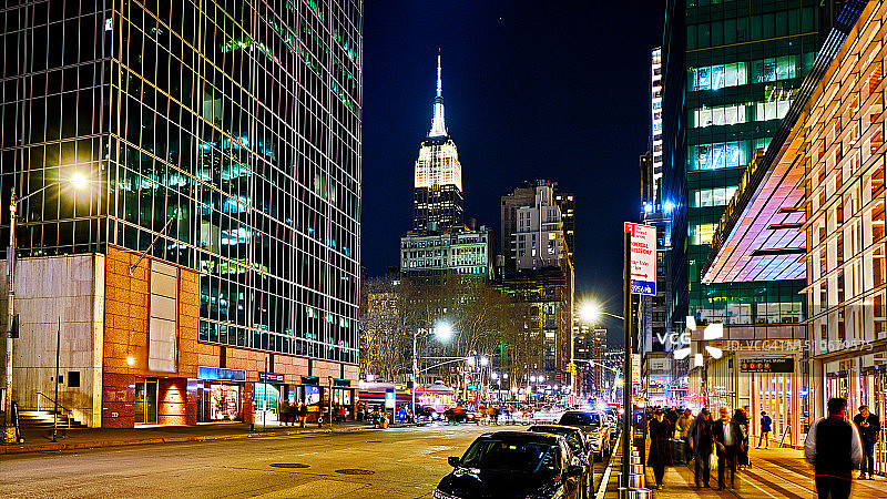 纽约曼哈顿第六大道夜景图片素材