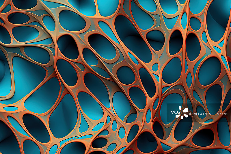 类似于显微镜下鸟类骨骼结构的抽象3D镂空背景。图片素材