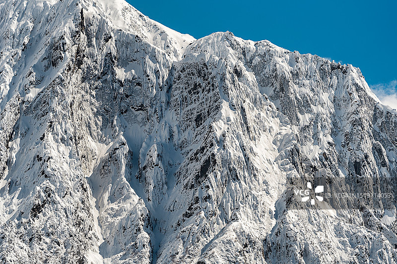 航拍巴基斯坦北部纳加尔山谷霍珀冰川雪山特写图片素材