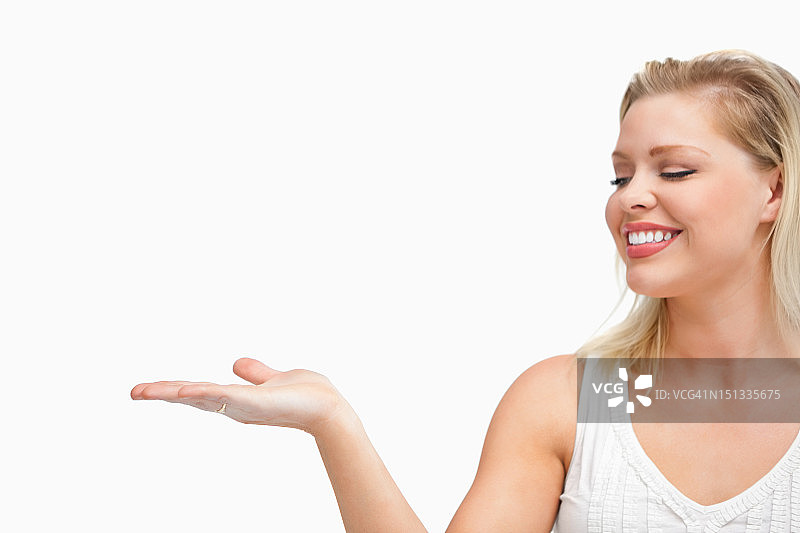 快乐女人手掌朝上图片素材