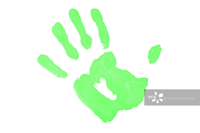 一个绿色的手印图片素材