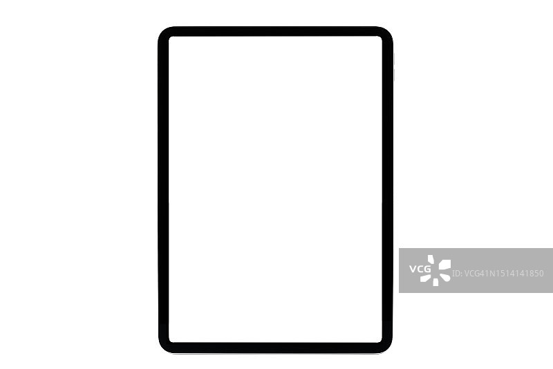 白色背景上孤立的白色屏幕中的新数位板模型图片素材