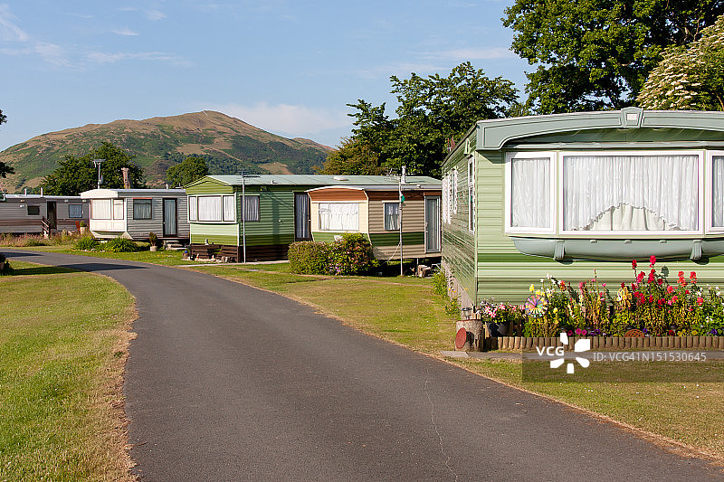 威尔士乡村的大篷车营地图片素材