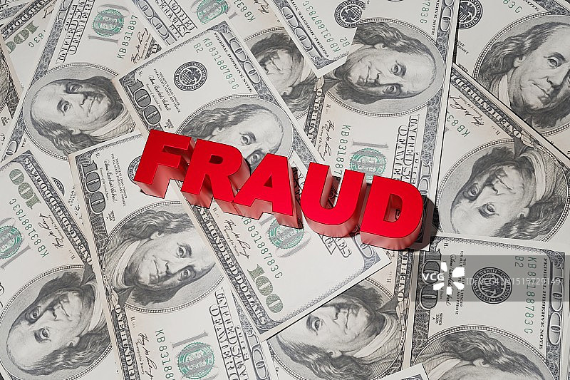 欺诈与美元，3D渲染图片素材