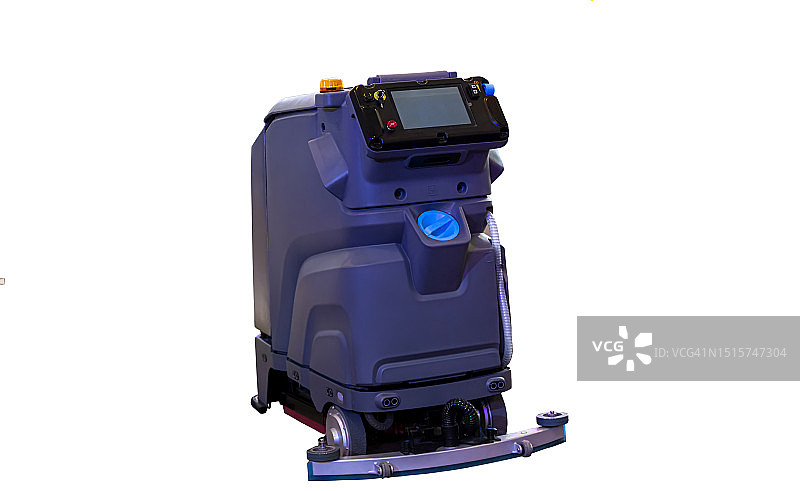 白色背景上的购物中心清洁机器人图片素材