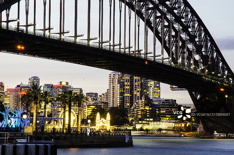 悉尼海港大桥和北悉尼天际线（黄昏时分）图片素材