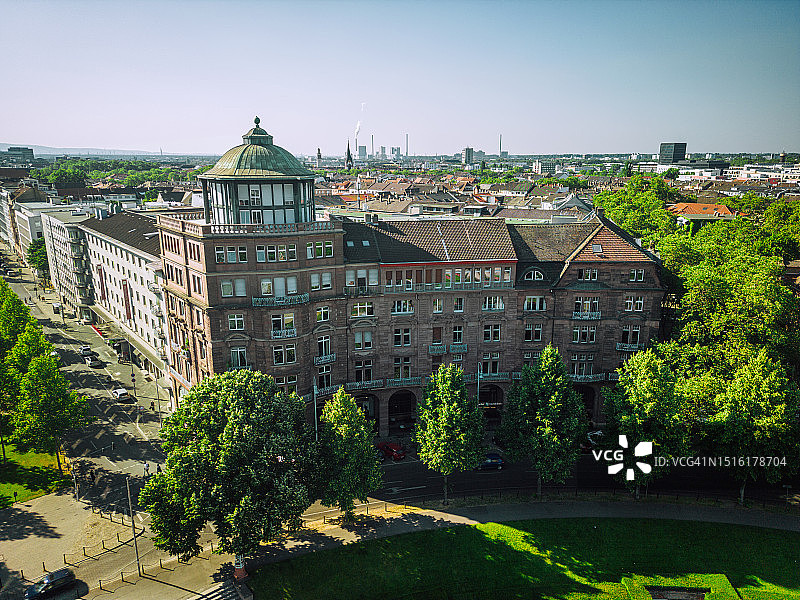 航拍：德国曼海姆市的公园与街道图片素材