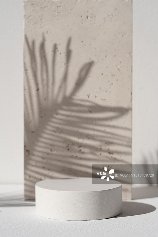 化妆品或产品展示的圆形讲台，具有复制空间的简约风格模型图片素材