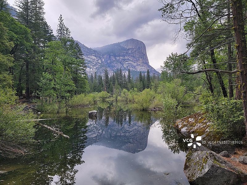 美国森林中的湖光山色图片素材