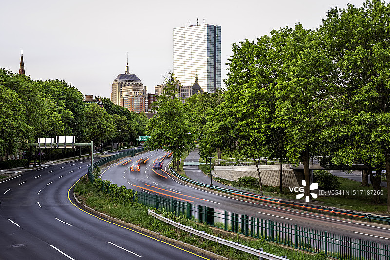 美国马萨诸塞州波士顿城市街道和建筑高角度照片图片素材