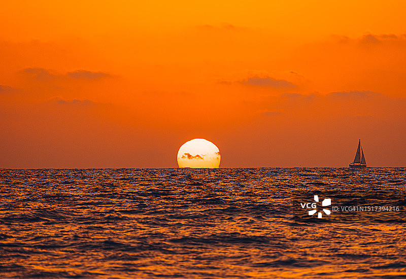 地中海日落美景图片素材